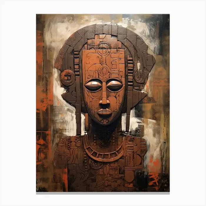 Whispers of the Savanna: Masked African Tribes Canvas Print by Art-Syndicate