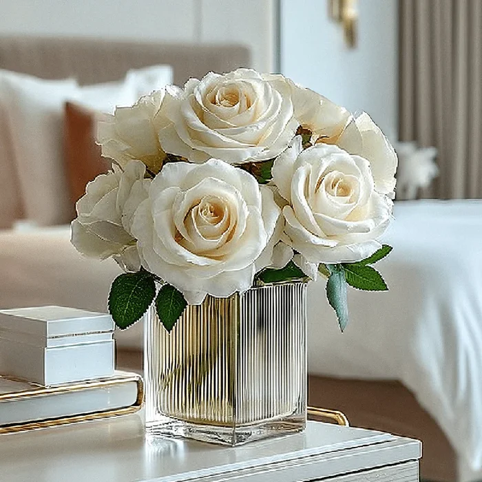 White Faux Peony Rose Single Stem Flower