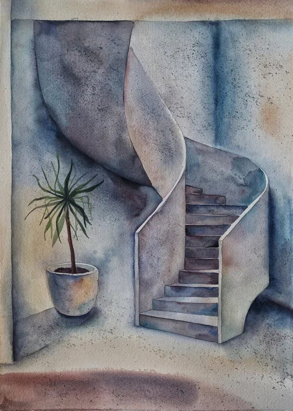 White interior (2021) Watercolour by Delnara El