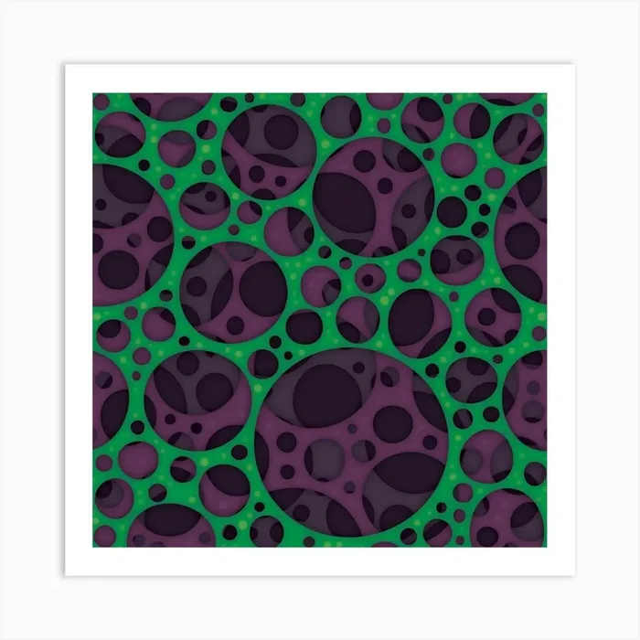 Wicked Trippy Abstract Slime Holes Design Pattern In Purple And Green Art Print by schwegel