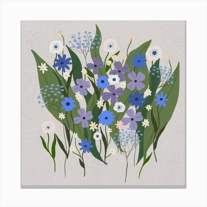 Wild Flowers Square Canvas Print by Miiz Illustrates