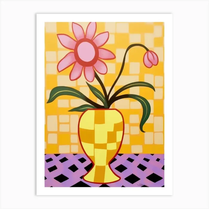 Wild Flowers Yellow Tones In Vase 1 Art Print by Dreamy Seasons Art