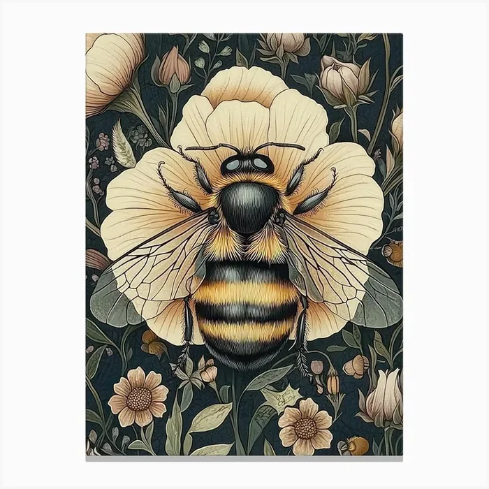 William Morris Bee 2 Vintage Canvas Print by Mambo