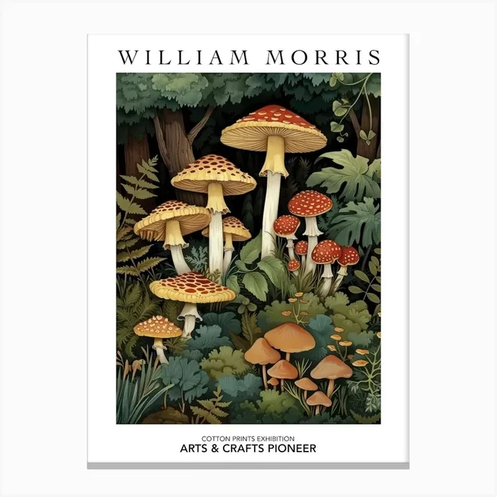 William Morris Print Mushrooms Kitchen Poster Vintage Wall Art Textiles Art Vintage Poster Canvas Print by Mambo