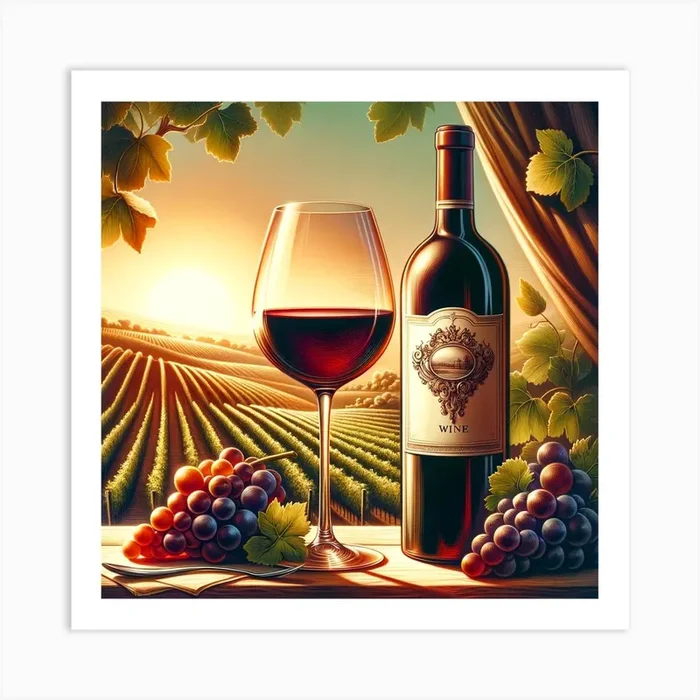 Wine And Grapes 1 Art Print by Synthetica Creations