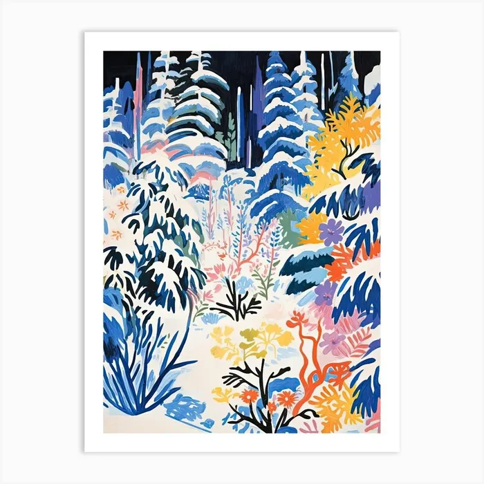 Winter Snow Snow Coniferous Forest Illustration 3 Art Print by Dreamy Seasons Art