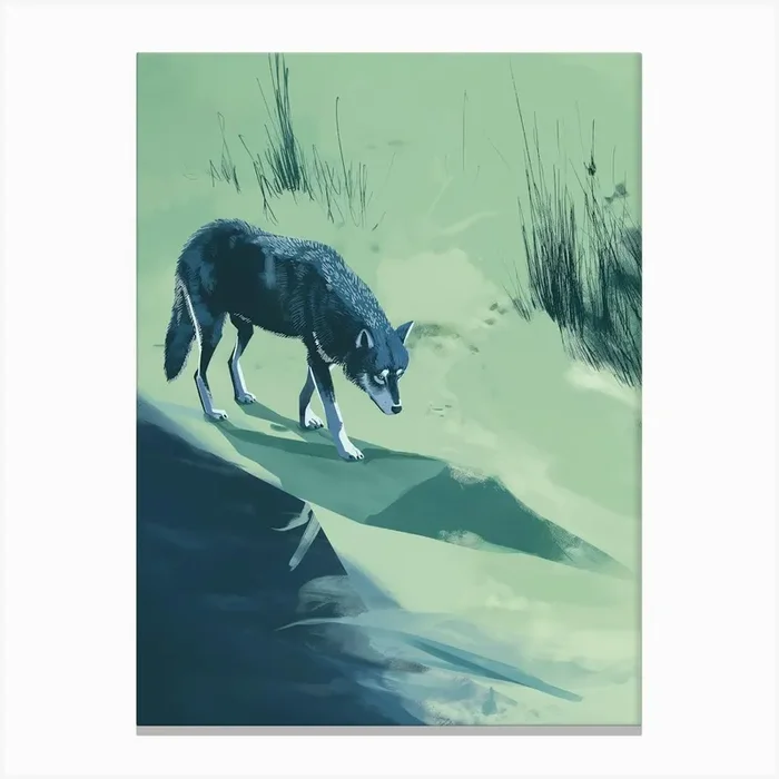 Wolf On A Path Canvas Print by Happy Wall Art