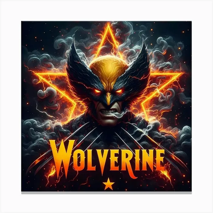 Wolverine Neon Fire Canvas Print by ZEVRET
