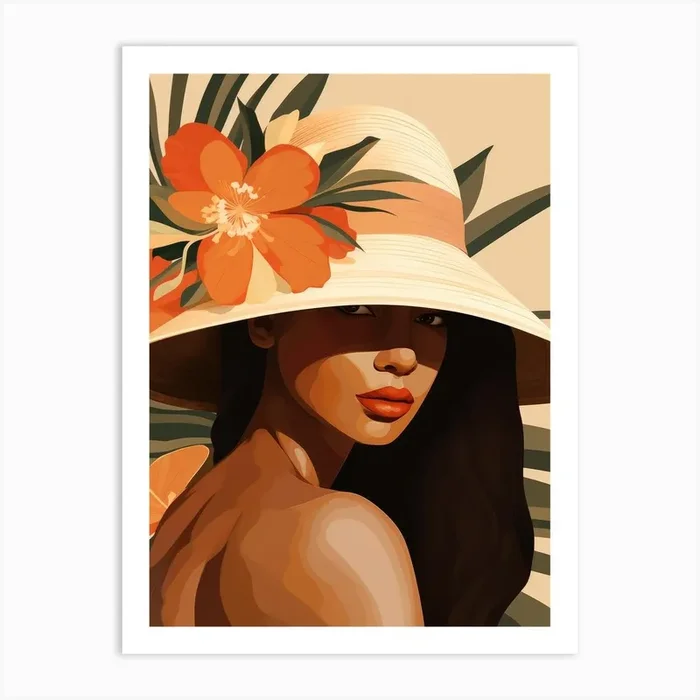 Woman In A Hat 6 Art Print by Moving Clouds Art