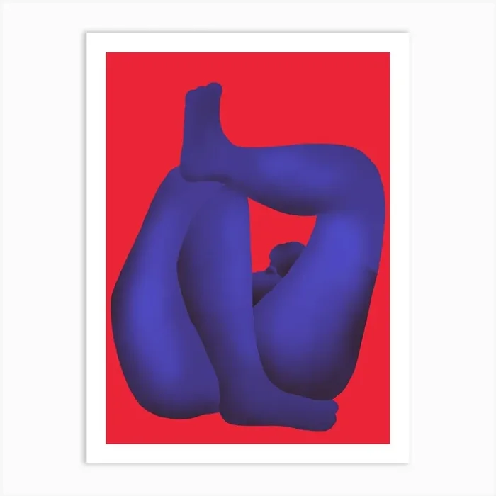 Woman In Blue And Red Art Print by Little Dean