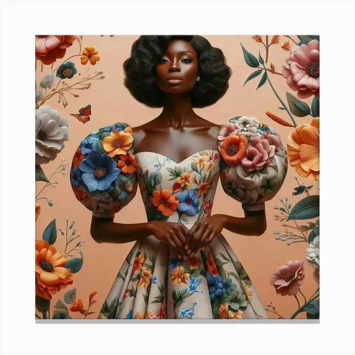 Woman In Floral Dress Canvas Print by StyleSavvyCampbell