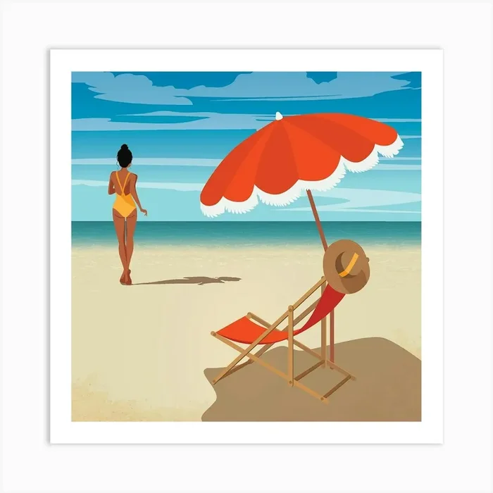 Woman On The Beach 3 Art PrintR by Raiseton