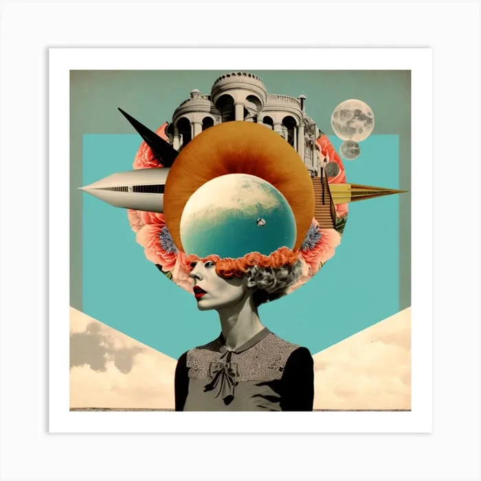 Woman With A Globe In Her Head Art PrintP by Petrichor