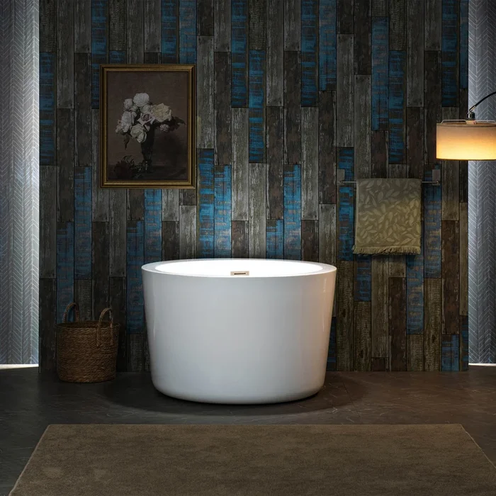 WOODBRIDGE 41 ” Acrylic Freestanding Round Contemporary Soaking Tub with Pre-molded Seat