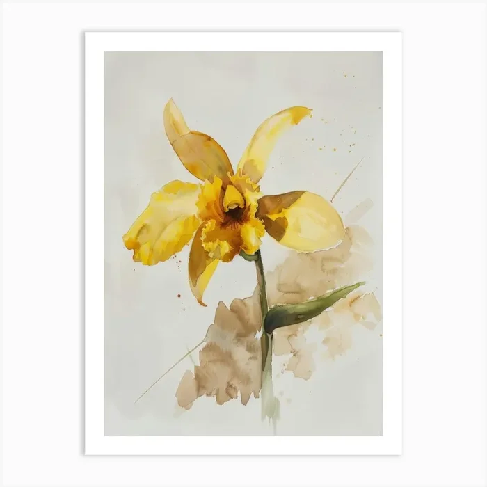 Yellow Daffodil Art Print by Moving Clouds Art