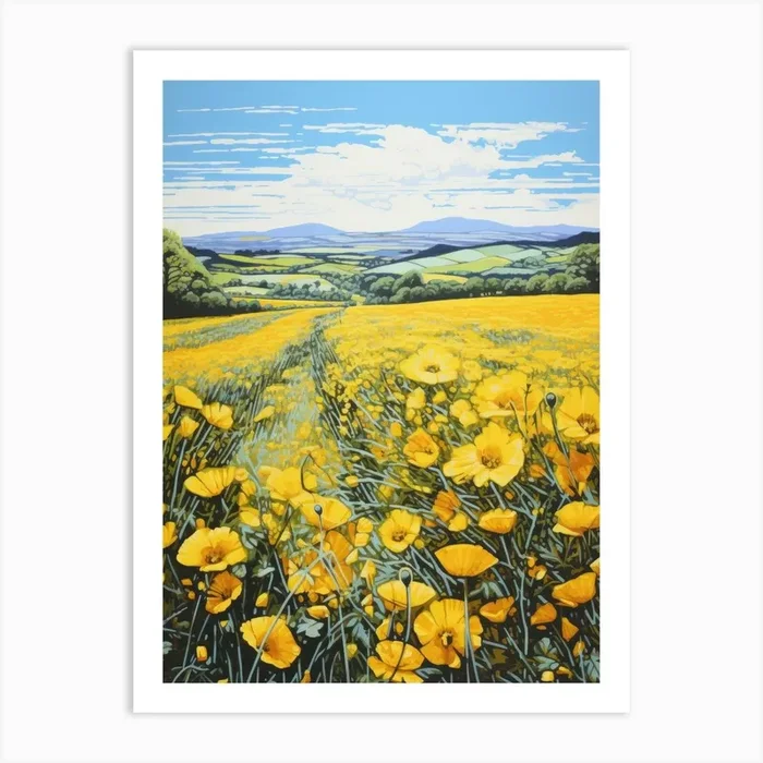 Yellow Poppies Art Print by Moving Clouds Art