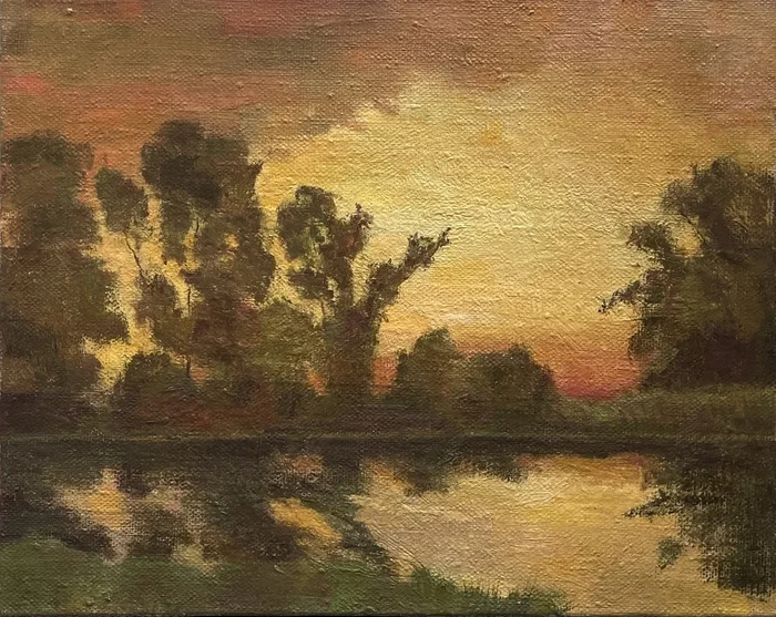 Yellow sunset (2023) Oil painting by Bohdan Dobrivskyi