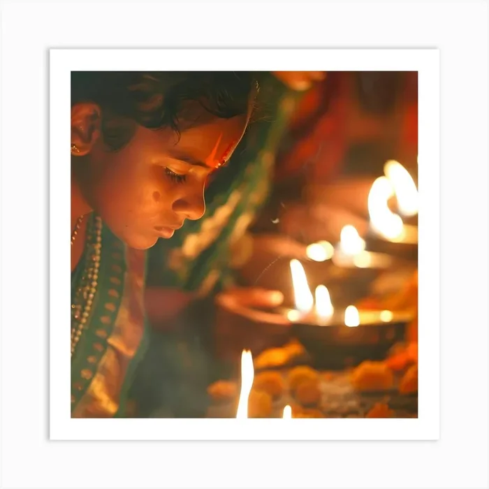 Young Girl Lighting Candles Art Print by ThatWorksMedia