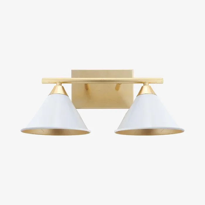 Yvette 2-Light Vanity Wall Light – White / Gold – Metal by JONATHAN Y