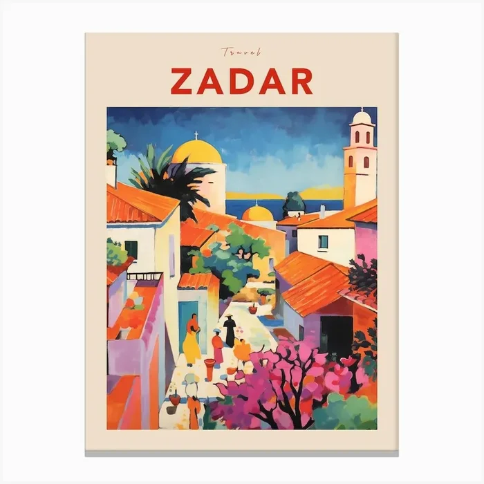 Zadar Croatia Fauvist Travel Poster Canvas Print by MedArt