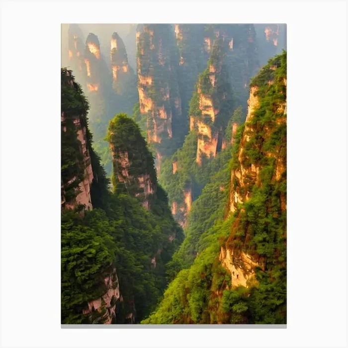 Zhangjiajie National Forest Park 2 China Vintage Poster Canvas Print by National Park Posters