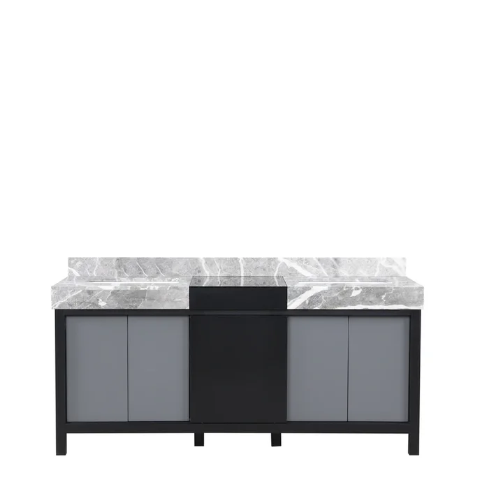 Zilara 72 in W x 22 in D Black and Grey Double Bath Vanity